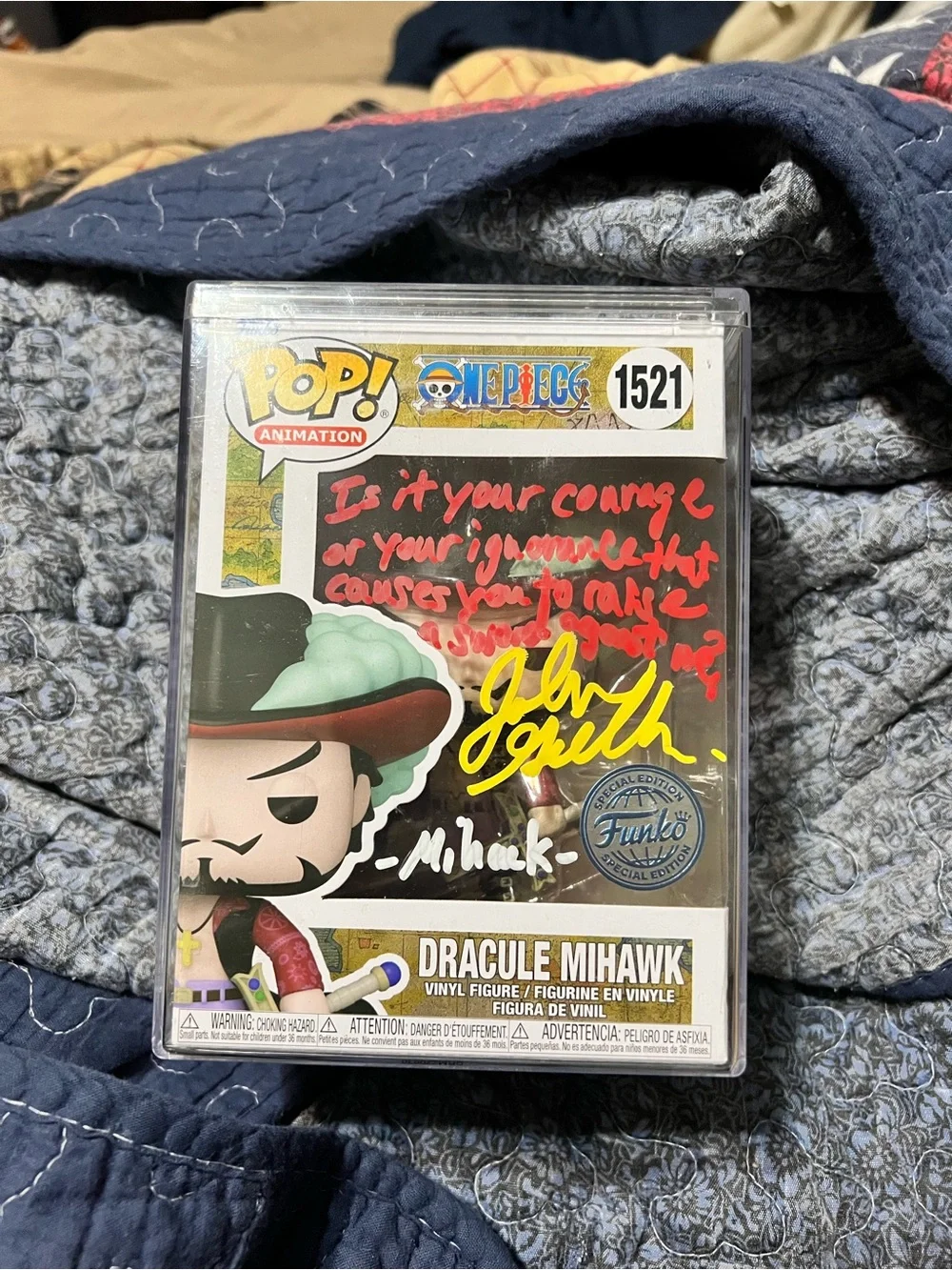Funko Dracule Mihawk Pop! Figure with Red and Yellow Signature